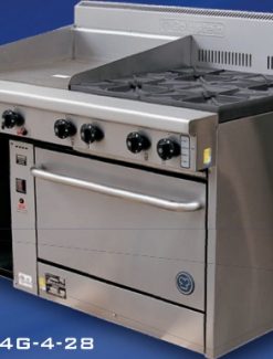 Goldstein PF-6-24GSA-2-28 800 Series 2x28 inch Static Gas Double Oven with 24 inch Griddle/Toaster-6 Burners